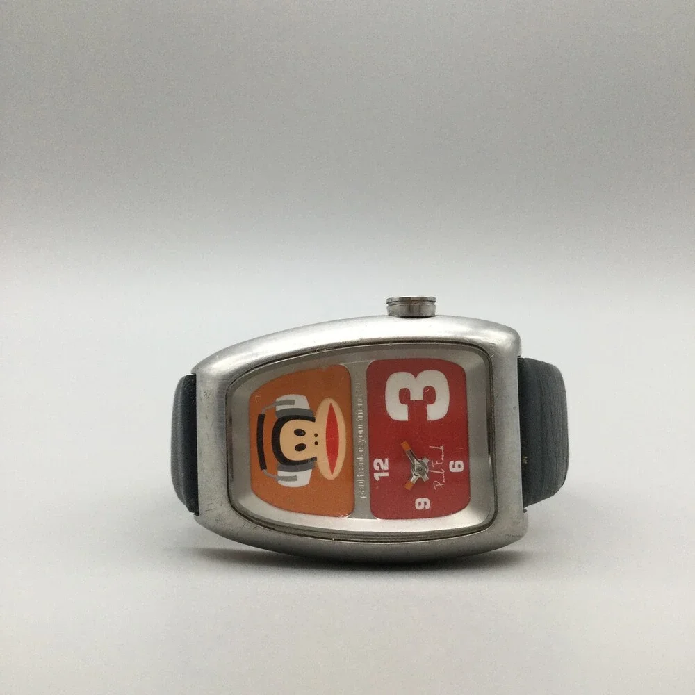 Paul Frank Julius Monkey Watch Stainless Steel 31mm Black Leather New Battery - Picture 4 of 15